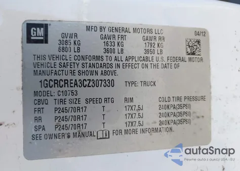 2012 Chevrolet Silverado 1500 Ls из США, поврежденный, VIN 1GCRCREA3CZ307330